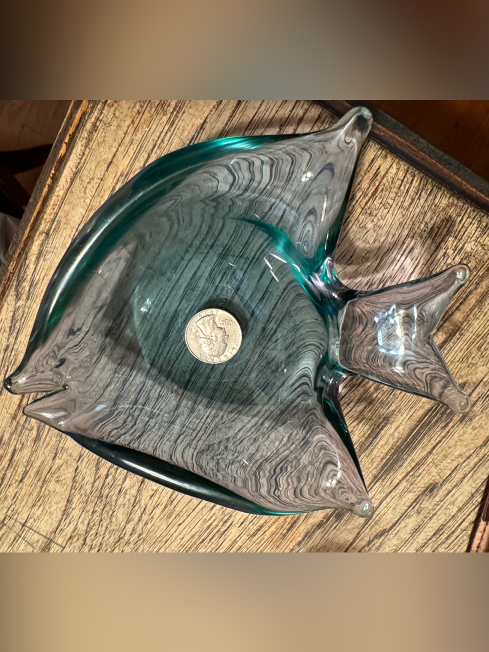 Vintage Handblown Small Glass Decorative Fish Trinket Dish Bowl